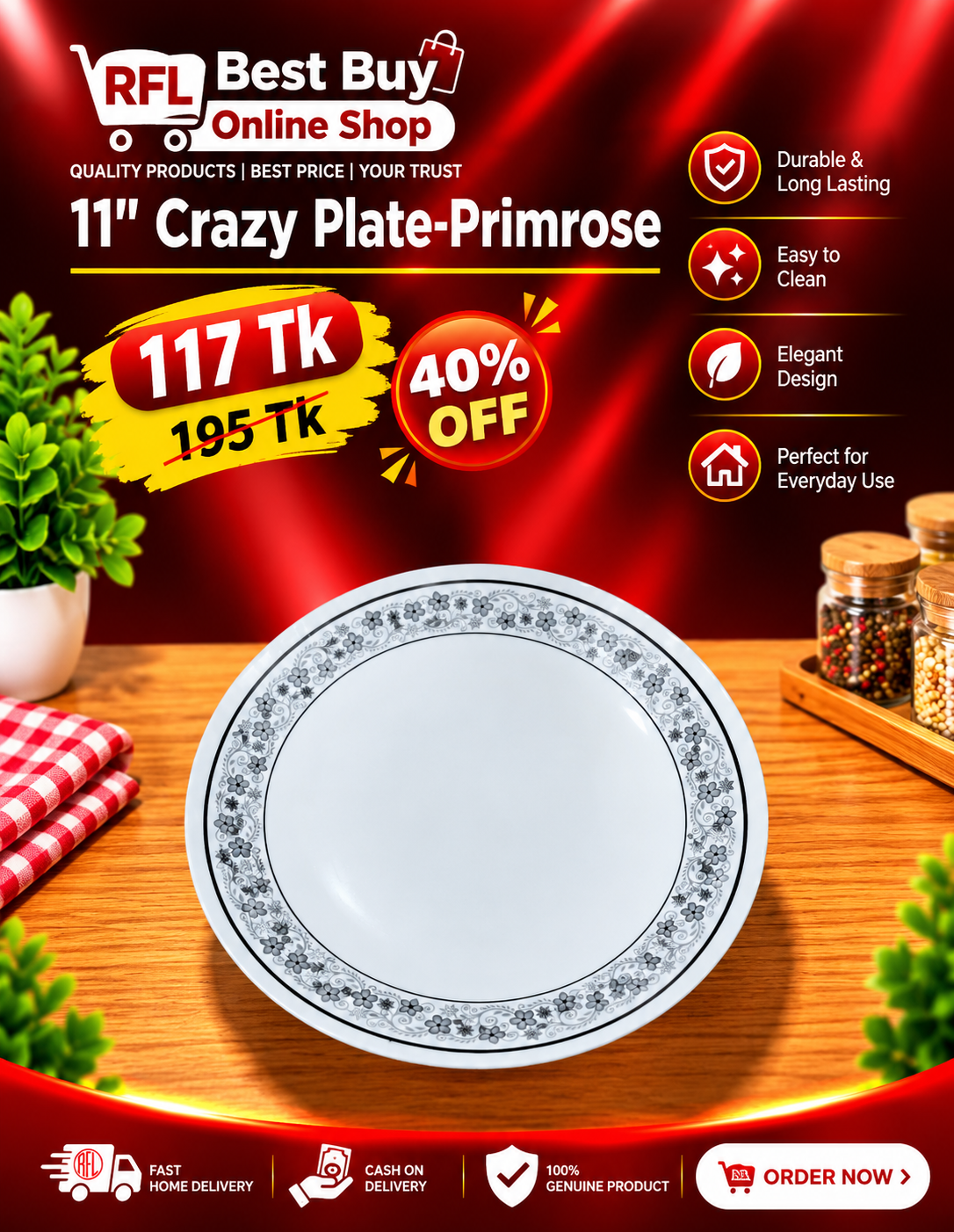 11” Crazy Plate-Primrose