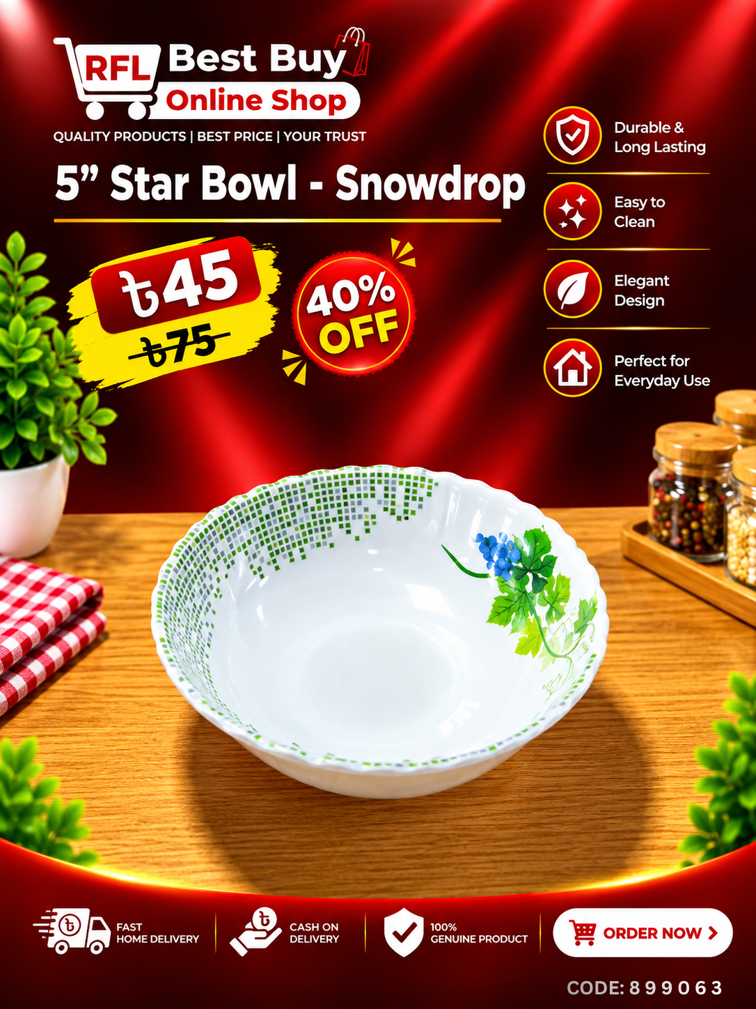 5" Star Bowl-Snowdrop