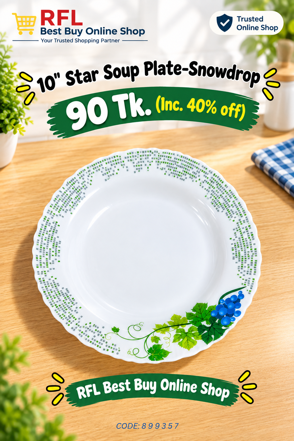 Italiano 10" Star Soup Plate - Snowdrop
